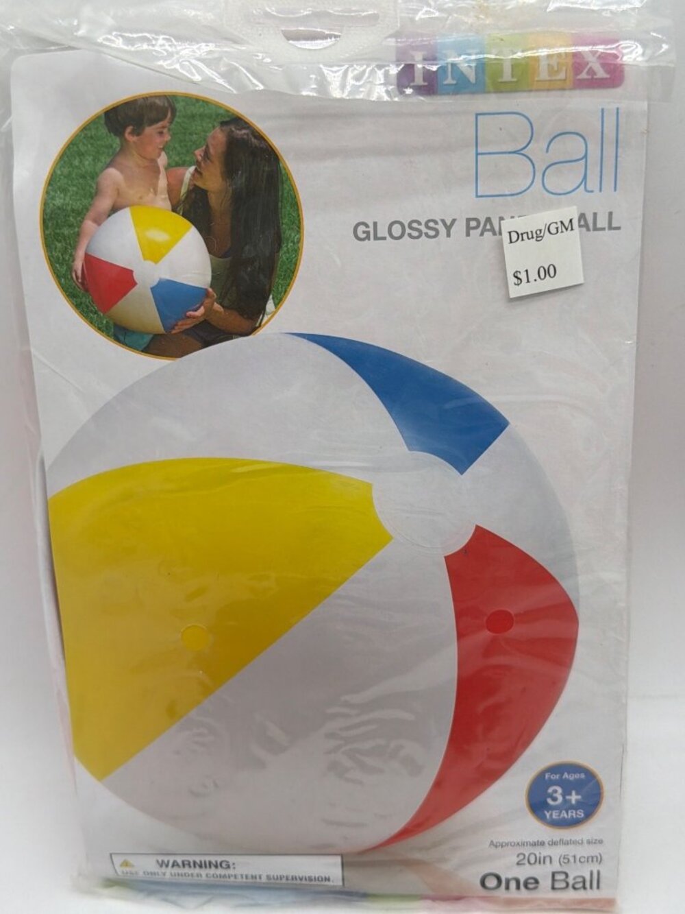 Intex Glossy Panel Ball 20-Inch Deflated Size Multicolor Inflatable Beach Ball F
